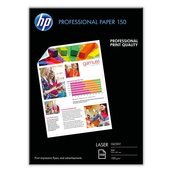 HP - CG965A - Hp - Confezione da 150 Fogli Carta originale professionale per stampe laser - lucida - 150 g-m2 - A4 - 210 x 297 mm - CG965A