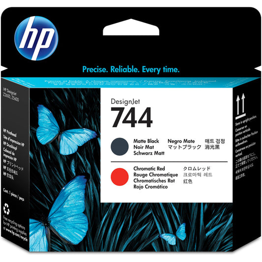 HP - F9J88A - Hp - Testina originale - 744 - Nero opaco - Rosso cromatico - F9J88A - 6ml cad
