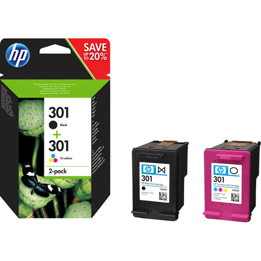 HP - N9J72AE - Hp - Confezione 2 cartucce ink originale - 301 - C-M-Y-K - N9J72AE - C-M-Y 165 pag - K 190 pag