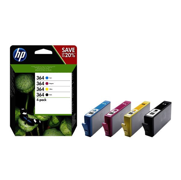 HP - N9J73AE - Hp - Confezione 4 cartucce ink originale - 364 - C-M-Y-K - N9J73AE - C-M-Y 300 pag cad - K 250 pag