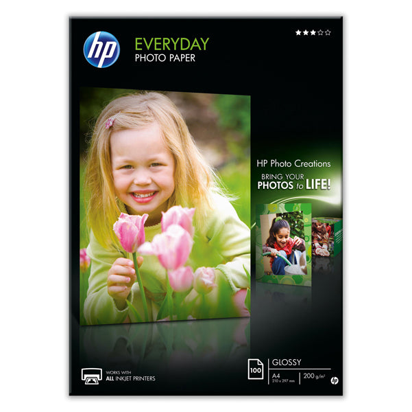 HP - Q2510A - Hp - Confezione da 100 Fogli Carta originale fotografica lucida Hp Everyday - A4 - 210 x 297 mm - Q2510A