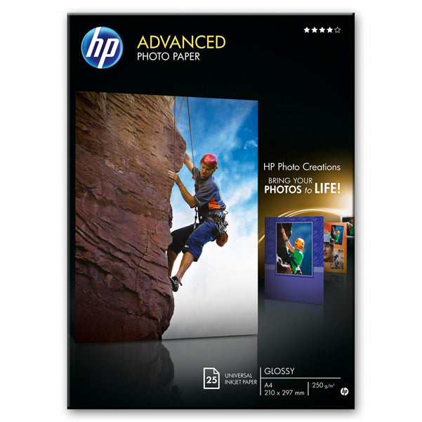 HP - Q5456A - Hp - Carta fotografica originale lucida Hp Advanced Photo Paper 25 Fogli - A4 - 210 x 297 mm - Q5456A