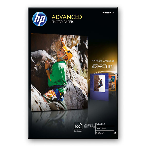 HP - Q8691A - Hp - Carta fotografica originale lucida Hp Advanced Photo Paper - 25 Fogli - 10 x 15 cm senza margini - Q8691A