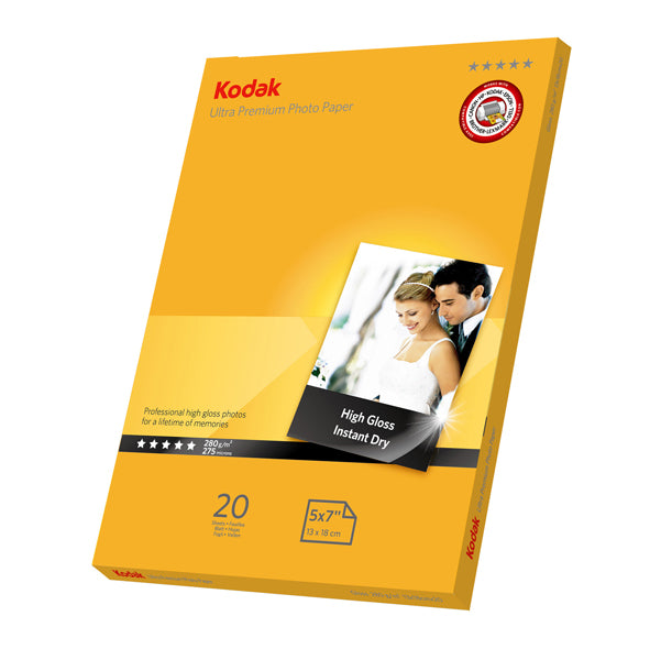KODAK - 5740-089 - Kodak - Carta fotografica Ultra Premium Gloss - 13 x 18 cm - 280 gr - 20 fogli - 5740-089
