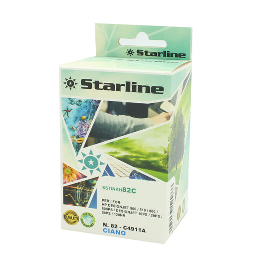 STARLINE - JRHP82C - Starline - Cartuccia ink Compatibile per HP N.82 - Ciano - 69ml