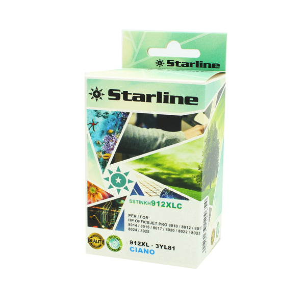 STARLINE - JRHP912C - Starline - Cartuccia Ink Compatibile per HP 912 XL - Ciano - 58ml