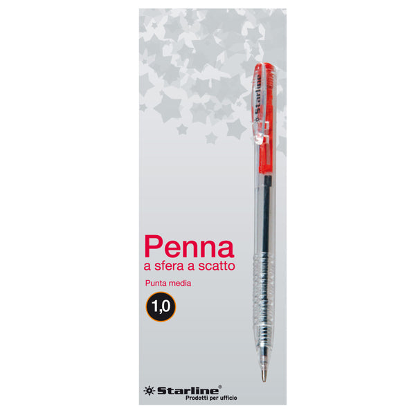 STARLINE - 5605 - Penna a sfera a scatto  - punta 1,0mm - rosso - Starline - conf. 20 pezzi
