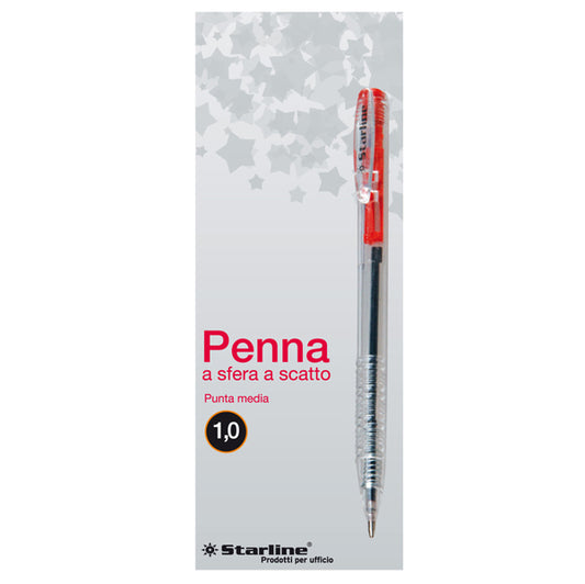 STARLINE - 5605 - Penna a sfera a scatto  - punta 1,0mm - rosso - Starline - conf. 20 pezzi