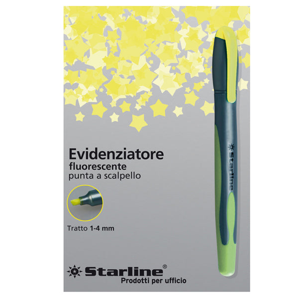 STARLINE - STL1638 - Evidenziatore a penna Starline - punta scalpello - tratto da 1,0-4,0mm - giallo - Starline