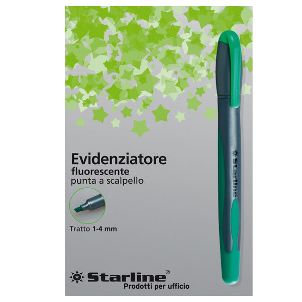 STARLINE - STL1639 - Evidenziatore a penna - punta scalpello - tratto da 1,0-4,0mm - verde - Starline