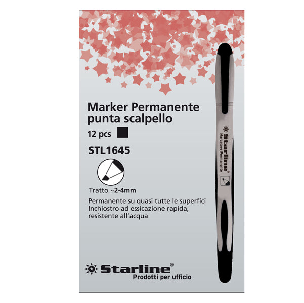 STARLINE - STL1645 - Marcatore permanente Starline - punta a scalpello da 2,00-4,00mm - nero - Starline