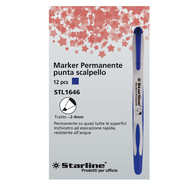 STARLINE - STL1646 - Marcatore permanente Starline - punta a scalpello da 2,00-4,00mm - blu - Starline