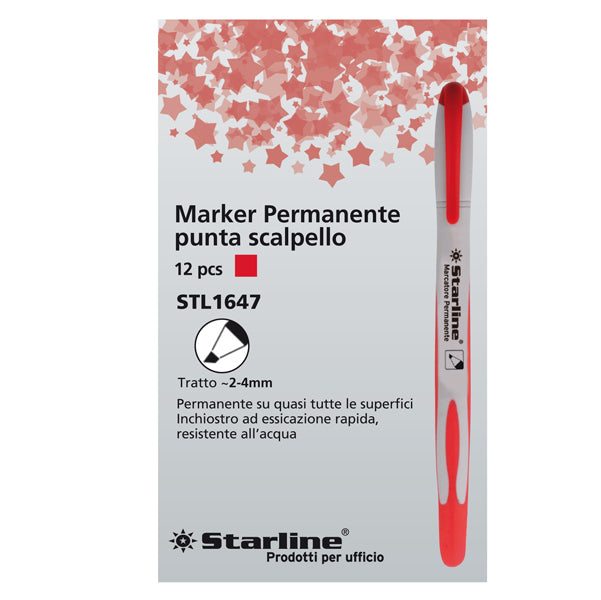 STARLINE - STL1647 - Marcatore permanente Starline - punta a scalpello da 2,00-4,00mm - rosso - Starline