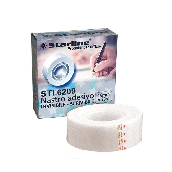STARLINE - 1301stl - Nastro adesivo scrivibile - invisibile - 1,9 cm x 33 m - trasparente - Starline