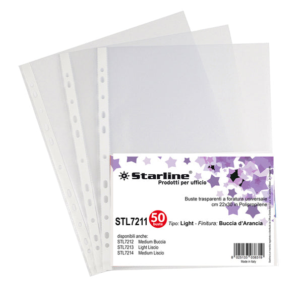 STARLINE - 662208stl - Buste forate Light - buccia - 22 x 30 cm - trasparente - Starline - conf. 50 pezzi