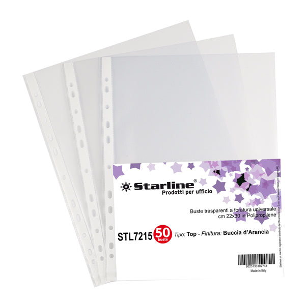 STARLINE - 662219stl - Buste forate Top - buccia - 22 x 30 cm - trasparente - Starline - conf. 50 pezzi