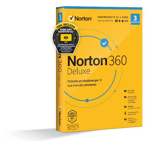 Antivirus Norton 360 deluxe 1 anno - 3 utenti