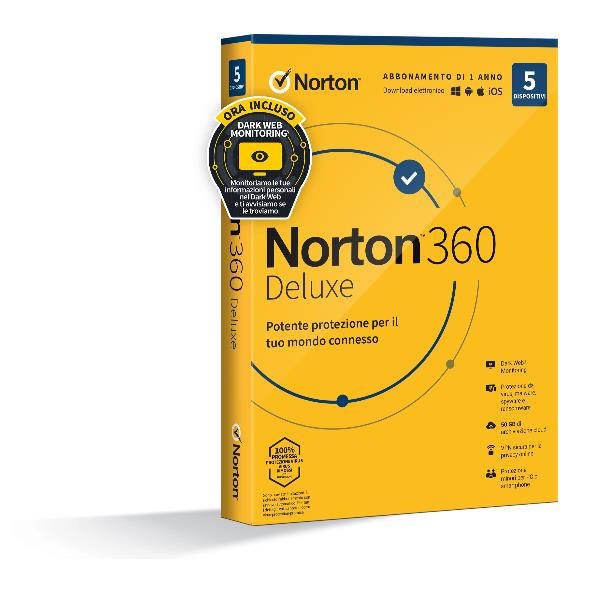 Antivirus Norton 360 deluxe 1 anno - 5 utenti