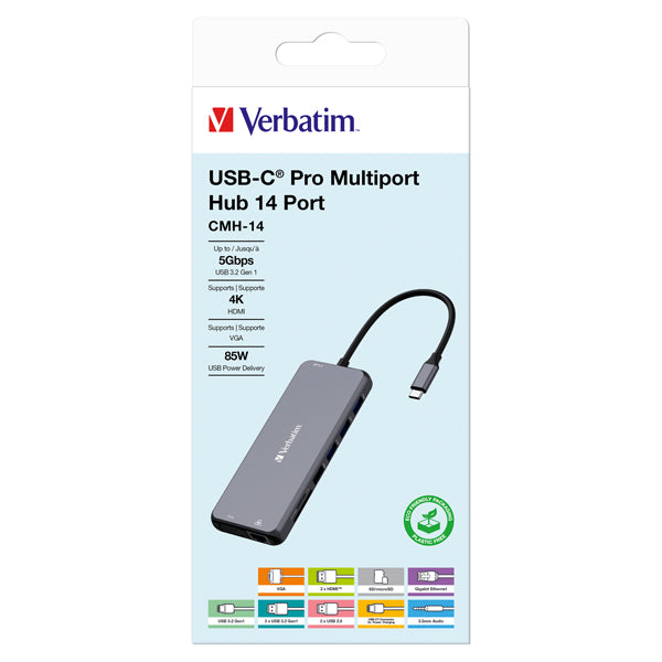 VERBATIM - 32154 - Verbatim USB-C Pro Multiport Hub 14 Port CMH-14 - VERB32154 -  Conf. da 1 Pz.