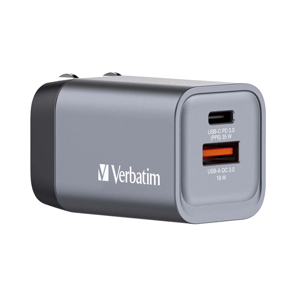 VERBATIM - 32200 - Adattatore da viaggio GNC-35- 1x USB-C PD 35W, 1x USB-A QC 3.0-35W-Verbatim - VERB32200 -  Conf. da 1 Pz.