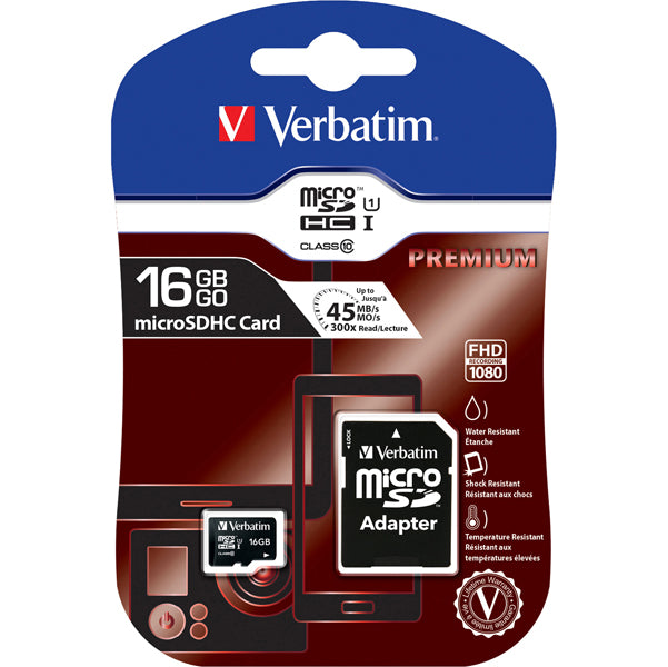 VERBATIM - 44082 - Verbatim - Micro SDHC Classe 10 fino a 45mb-sec - 44082 - 16GB