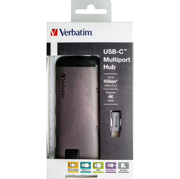 VERBATIM - 49142 - Verbatim - USB-C Adattatore USB 3.1 G1- USB 3.0 X 3 - HDMI - SDHC - MICRO SDHC - R - 49142