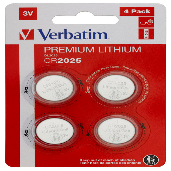 VERBATIM - 49532 - Verbatim - Blister 4 MicroPile a pastiglia CR2025 - litio - 49532 - 3V