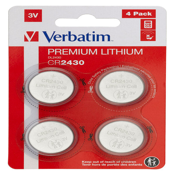 VERBATIM - 49534 - Verbatim - Blister 4 MicroPile a pastiglia CR2430 - litio - 49534 - 3V