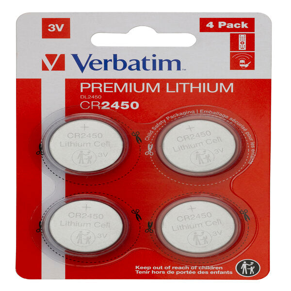 VERBATIM - 49535 - Verbatim - Blister 4 MicroPile a pastiglia CR2450 - litio - 49535 - 3V