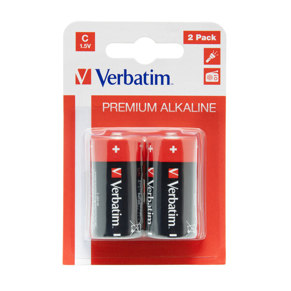 VERBATIM - 49922 - Verbatim - Scatola 2 Pile alkaline mezza torcia C - 49922