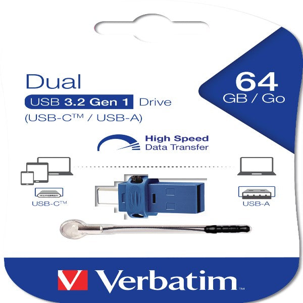 VERBATIM - 49967 - Verbatim - Memoria USB 3.0 Store 'N' Go Dual Drive - USB-A - USB-C - 64 GB - 49967