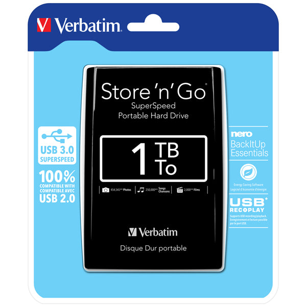 VERBATIM - 53023 - Verbatim - Hard disk Store 'N'Go Usb 3.0 - Nero - 53023 - 1TB