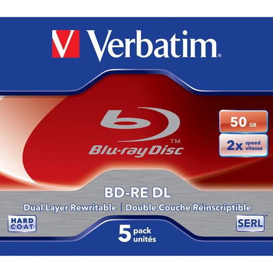 VERBATIM - 43760 - Verbatim - Scatola 5 Blu Ray BD-RE DL Jewel Case - rescrivibile - 43760 - 50GB