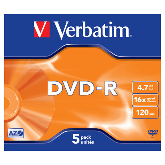 VERBATIM - 43519 - Verbatim - Scatola 5 DVD-R - Jewel case - serigrafato - 43519 - 4,7GB
