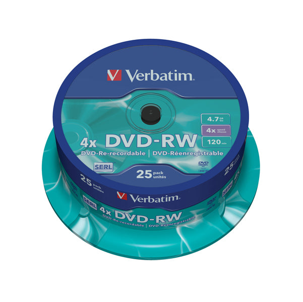 VERBATIM - 43639 - Verbatim - Confezione 25 DVD-RW - argento lucido - serigrafato - 43639 - 4,7GB