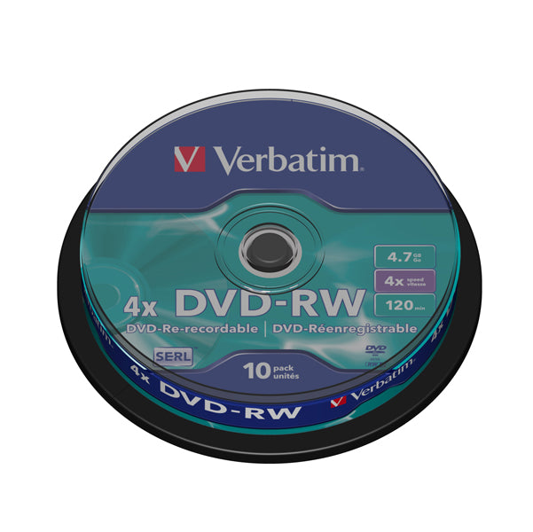 VERBATIM - 43552 - Verbatim - Scatola 10 DVD-RW - serigrafato - 43552 - 4,7GB