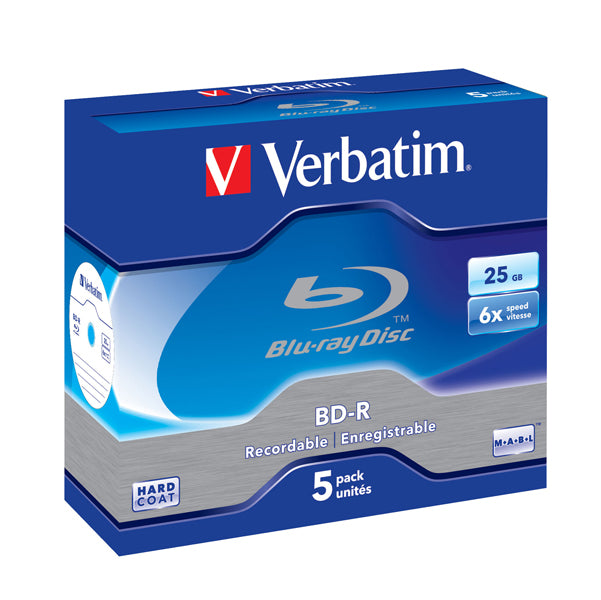 VERBATIM - 43715 - Verbatim - Scatola 5 DVD Blu Ray BD-R SL - Jewel Case - Bianco-Blu - 43715 - 25GB