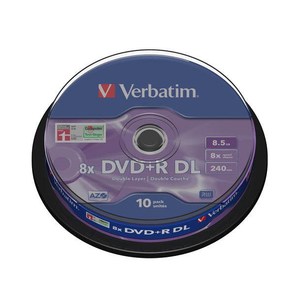VERBATIM - 43666 - Verbatim - Scatola 10 DVD+R Dual Layer - serigrafato Spindle - 43666 - 8,5GB