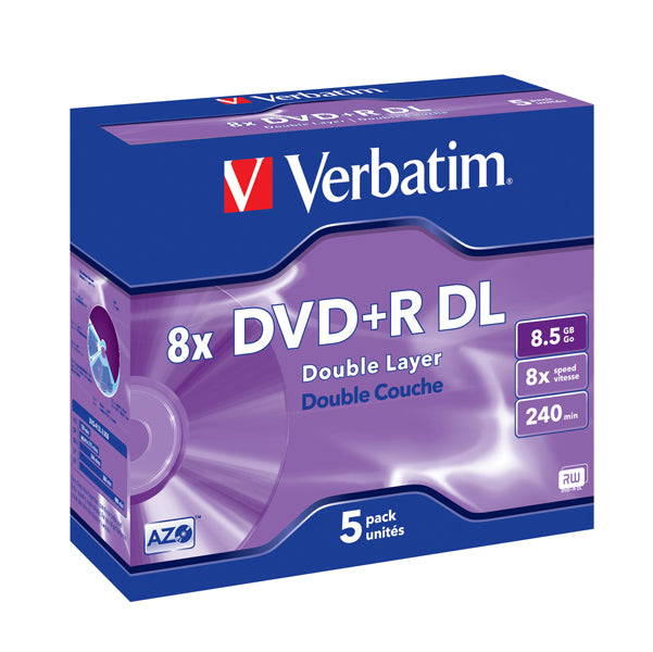 VERBATIM - 43541 - Verbatim - Scatola 5 DVD+R Dual Layer - serigrafato Jewel Case - 43541 - 8,5GB