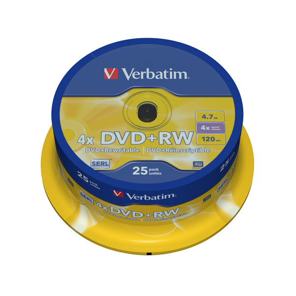 VERBATIM - 43489 - Verbatim - Scatola 25 DVD+RW - serigrafato Spindle - 43489 - 4,7GB