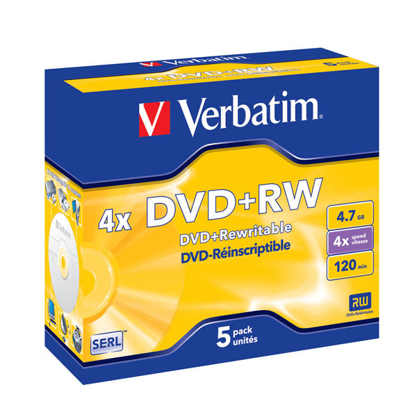 VERBATIM - 43229 - Verbatim - Scatola 5 DVD+RW - Jewel Case - serigrafato - 43229 - 4,7GB